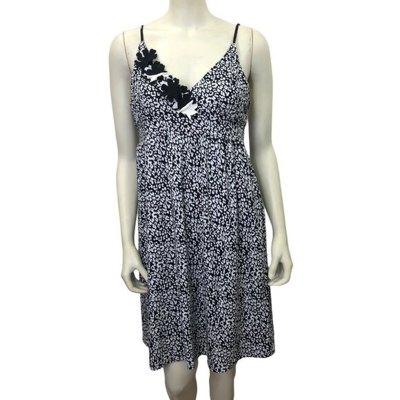 HUE‎ TOPHIA BLACK AND WHITE SPAGHETTI STRAP DRESS SZ LG - Picture 1 of 6